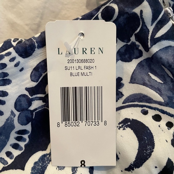 Lauren Ralph Lauren Batik Paisley Blue White Skirt Size 8 100% Cotton NWT - Picture 4 of 7
